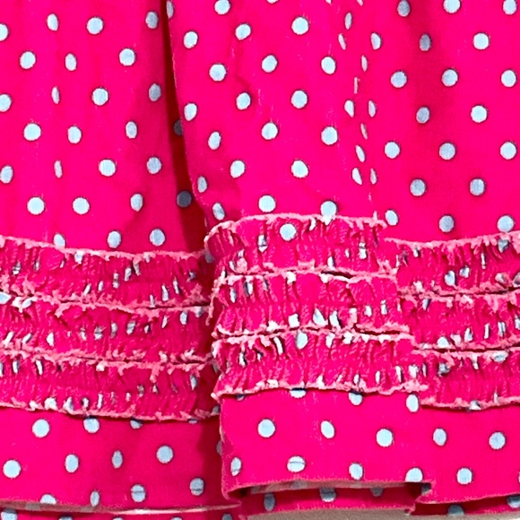 LL BEAN Girls Corduroy Ruffled Skirt 100% Cotton Pink Blue Polka Dot Size 6X-7 - Picture 2 of 4